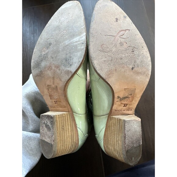 Free People Mint Green Leather Cowboy Boots Sz 37 - Picture 5 of 6